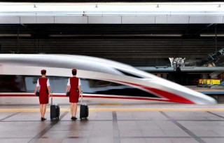 high speed train in China a shining high speed train in China with its beautiful HSR sisters